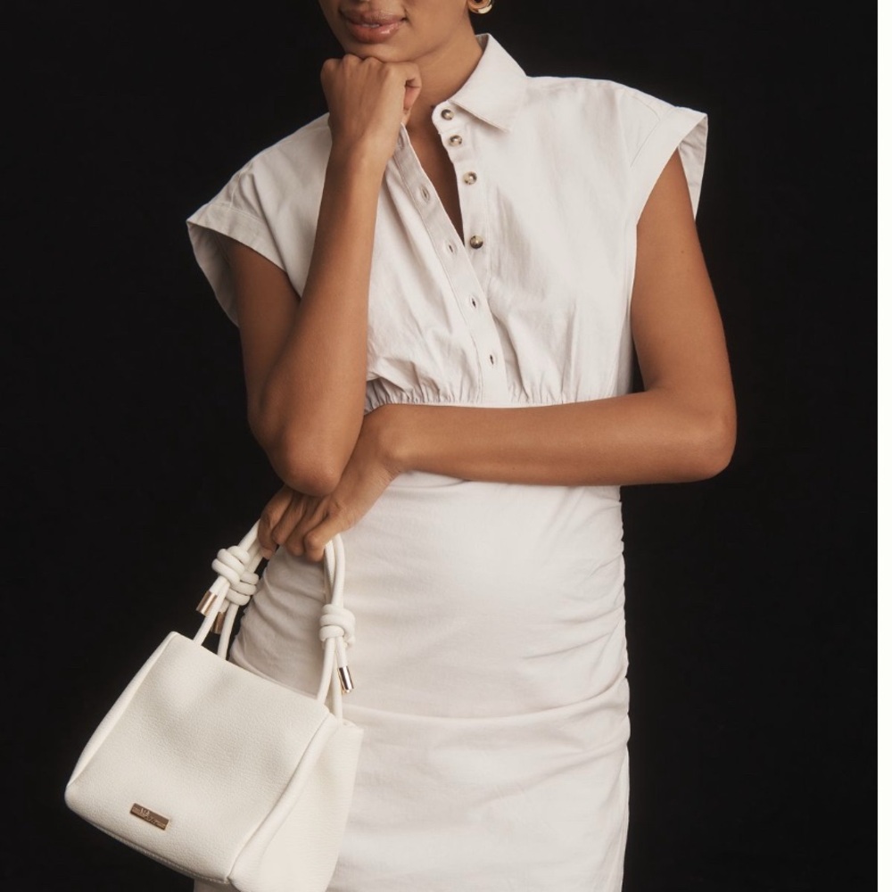 Anthropology ruched linen dress